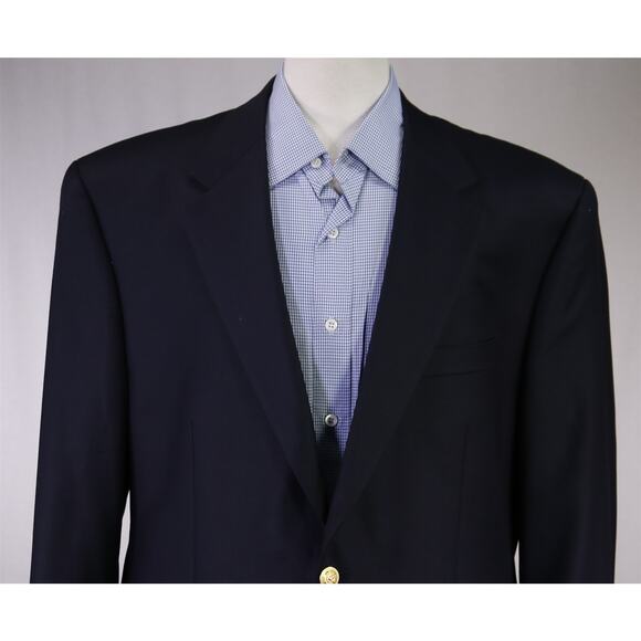 Lauren Ralph Lauren Mens Navy Blue Gold Button Blazer Jacket Wool 46R - Picture 3 of 8